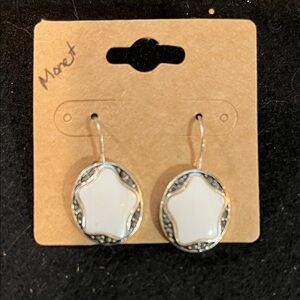 Monet Silver and White Star Earrings